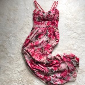 Floral Strappy Crossback Maxi Dress w/Built in Bra
